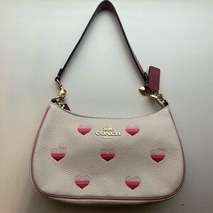 Coach White and Pink Heart Shoulder Bag